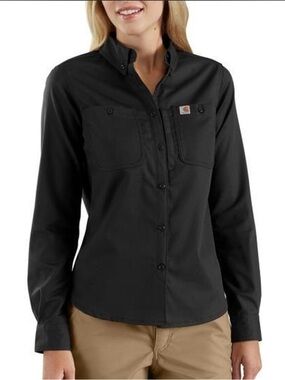 NWT women’s rugged fit black button up size L